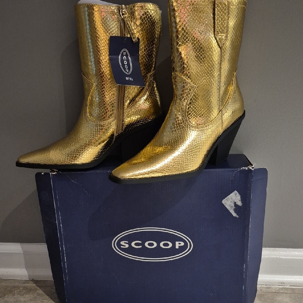 Scoop NYC Gold Ankle Boots